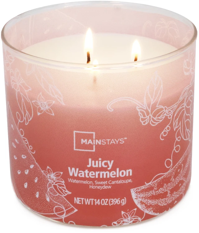 Main image of Mainstays 3-Wick Ombre Wrap Juicy Watermelon Candle, 14 oz
