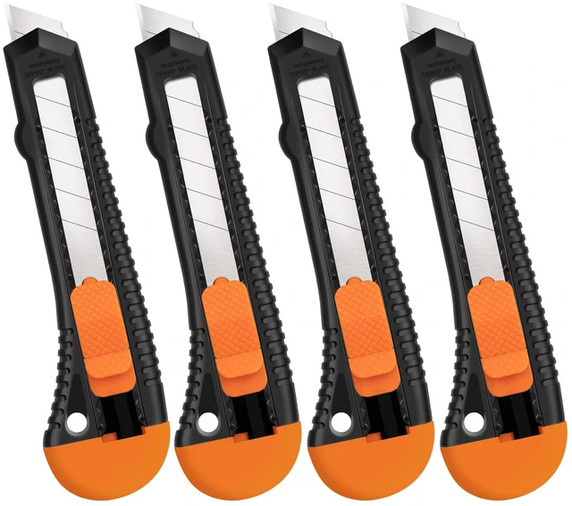 Main image of 4 Pack Retractable Box Cutter, 18mm Utility Knife, Razor Knife