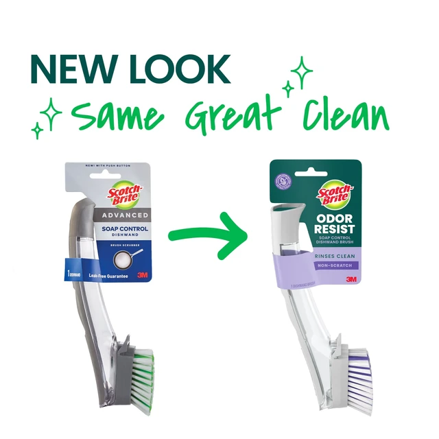 Alt view image 2 of 3 - Scotch-Brite Odor Resist Soap Control Dishwand Brush, 1 Cleaning Wand, Precise Soap Control, Safe on Dishes, Nonstick Cookware, Tubs