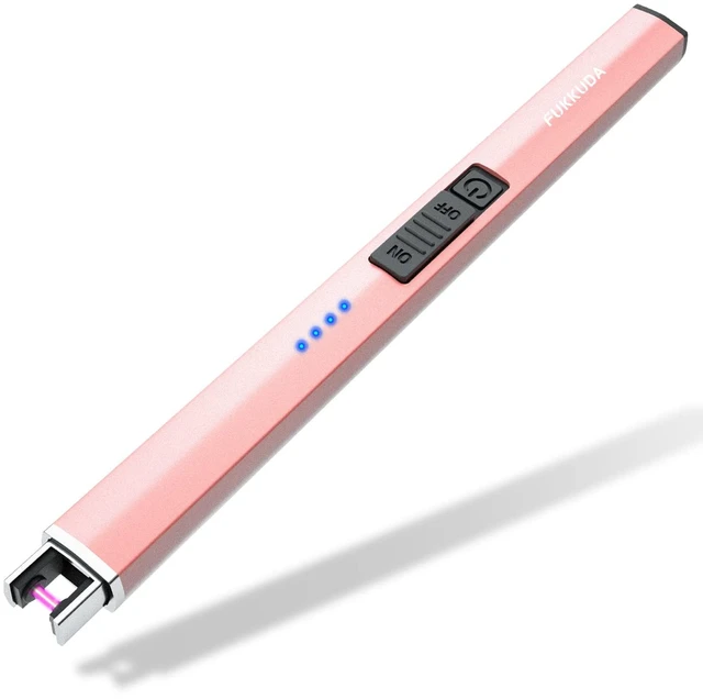 Main image of FUKKUDA Electric Candle Lighter with Safety Switch, USB Rechargeable Windproof Flameless Plasma Arc Lighter - Rose Gold