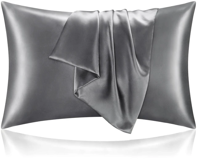 Main image of BEDELITE Satin Pillowcases Queen Size 20x30Inch Dark Grey Set of 2