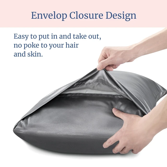 Alt view image 3 of 6 - BEDELITE Satin Pillowcases Queen Size 20x30Inch Dark Grey Set of 2