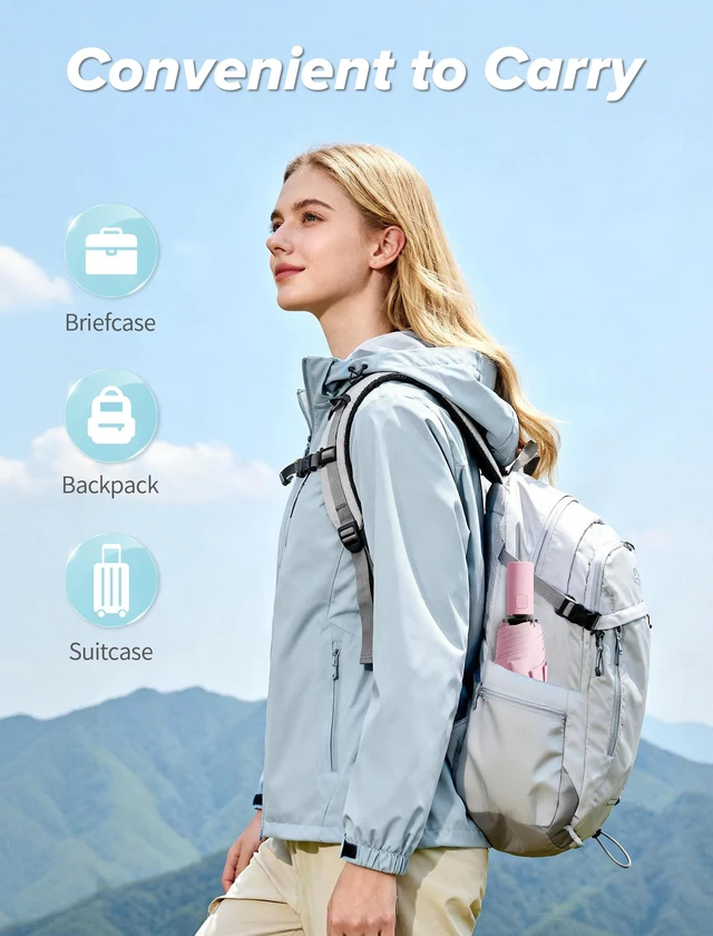 Alt view image 2 of 7 - Yoobure Automatic Travel Umbrella - Compact Windproof Folding Umbrella for Rain & Sun Protection, UV Blocking, for Backpack Car, Macaron Colors for Kids Women