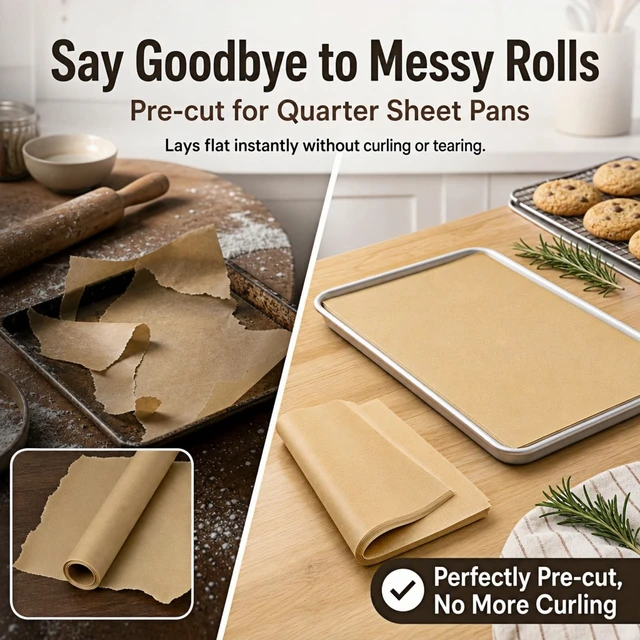 Alt view image 3 of 6 - 100 Pcs Precut 9x13Inch Non-Stick Unbleached Parchment Paper Sheets