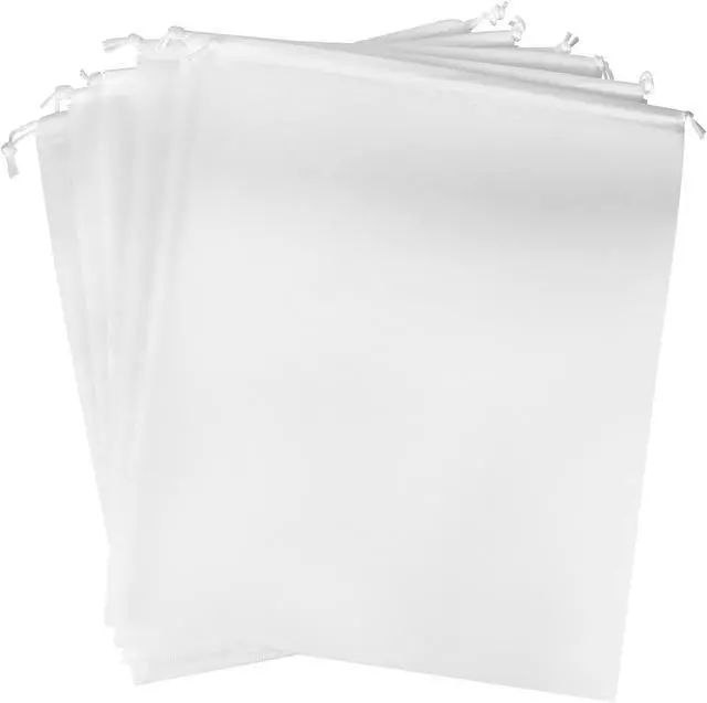Alt view image 7 of 7 - QWORK Drawstring Dust Covers, 6 Pcs Breathable Non-woven Fabric Large Cloth Storage Pouch String Bag for Handbags Purses Shoes