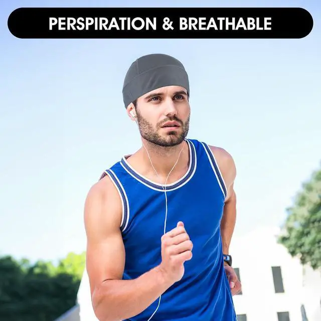 Alt view image 3 of 7 - 2Pcs Doo Rags for Men, Soft Head Wraps for Men, Cooling Helmet Liner Breathable Cooling Do Rag Beanie Cap Hat