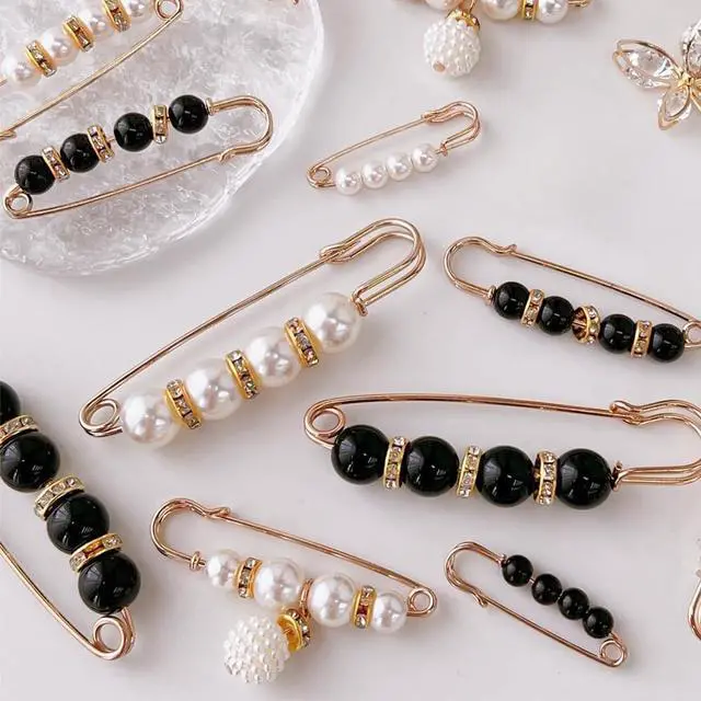 Alt view image 6 of 6 - 15PCS Pearl Brooch Safety Pins, Pant Waist Tightener Sharp Pins for Sweater Shawl Collar Dress Cardigan Shirt Jeans Clothes Accessories Decoration for Women