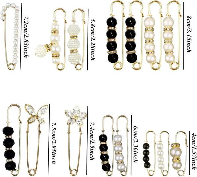 Alt view image 4 of 6 - 15PCS Pearl Brooch Safety Pins, Pant Waist Tightener Sharp Pins for Sweater Shawl Collar Dress Cardigan Shirt Jeans Clothes Accessories Decoration for Women