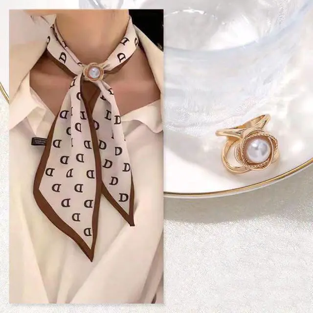 Alt view image 2 of 7 - Pearl Brooch Pearl Scarf Brooch Sweater Shawl Waist Pants Extender Safety Pins Clip Double Faux Pearl Rhinestones Collar Brooches Dress skirt waist Scarf ClipPerfect for DIY Decoration and Design