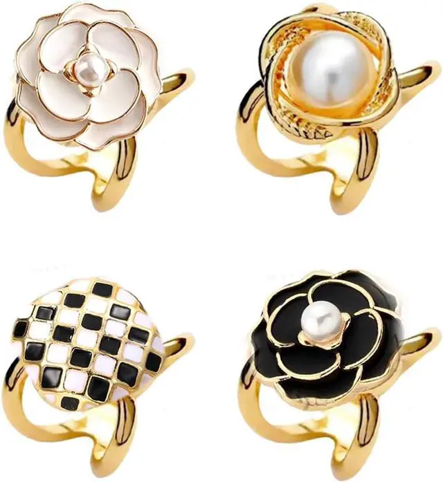 Main image of Pearl Brooch Pearl Scarf Brooch Sweater Shawl Waist Pants Extender Safety Pins Clip Double Faux Pearl Rhinestones Collar Brooches Dress skirt waist Scarf ClipPerfect for DIY Decoration and Design