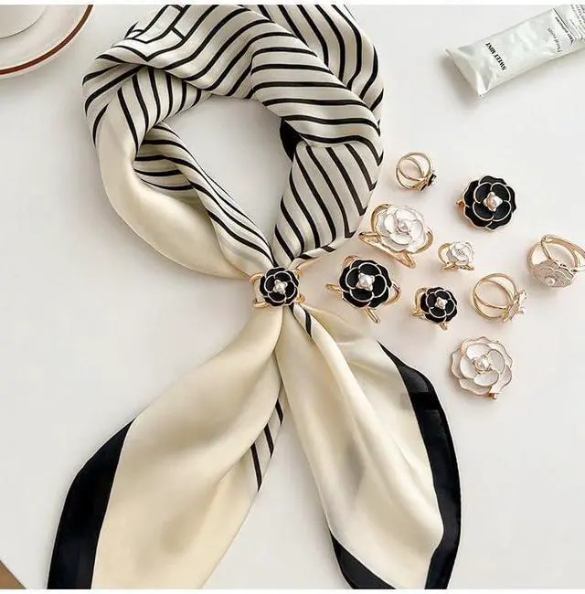 Alt view image 5 of 7 - Pearl Brooch Pearl Scarf Brooch Sweater Shawl Waist Pants Extender Safety Pins Clip Double Faux Pearl Rhinestones Collar Brooches Dress skirt waist Scarf ClipPerfect for DIY Decoration and Design