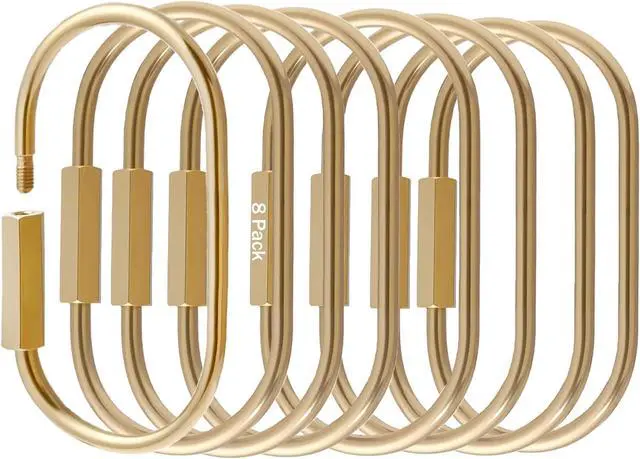 Main image of Locking Key Ring,Carabiner Keychain Clip for Key,Screw Lock Key Organizer | Purse Bag Charm Holder for Handbag,Secure,Anti-Lost,Large Capacity,Wide Application,Gold,Brass