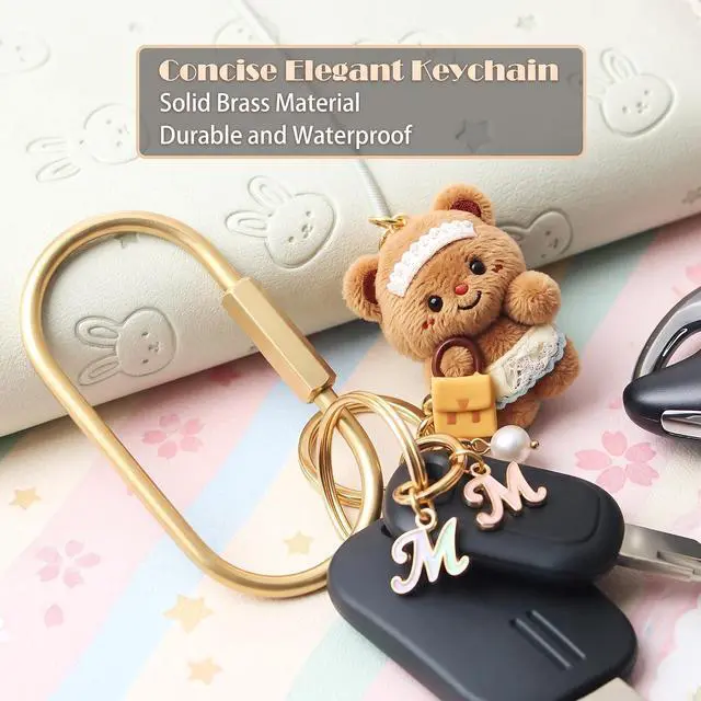 Alt view image 2 of 6 - Locking Key Ring,Carabiner Keychain Clip for Key,Screw Lock Key Organizer | Purse Bag Charm Holder for Handbag,Secure,Anti-Lost,Large Capacity,Wide Application,Gold,Brass