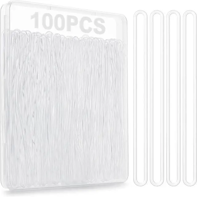 Main image of 100PACK Clear Plastic Luggage Tag Loops -Travel Accessories | 6 Inch Worm Loops for ID Cards, Name Tags, Baggage Identification