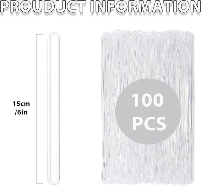 Alt view image 2 of 7 - 100PACK Clear Plastic Luggage Tag Loops -Travel Accessories | 6 Inch Worm Loops for ID Cards, Name Tags, Baggage Identification