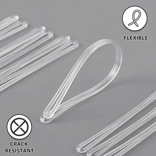 Alt view image 4 of 7 - 100PACK Clear Plastic Luggage Tag Loops -Travel Accessories | 6 Inch Worm Loops for ID Cards, Name Tags, Baggage Identification