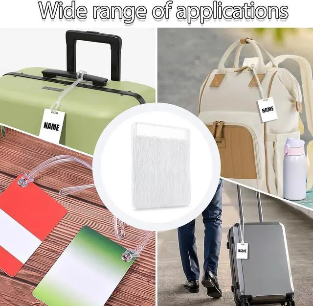 Alt view image 7 of 7 - 100PACK Clear Plastic Luggage Tag Loops -Travel Accessories | 6 Inch Worm Loops for ID Cards, Name Tags, Baggage Identification