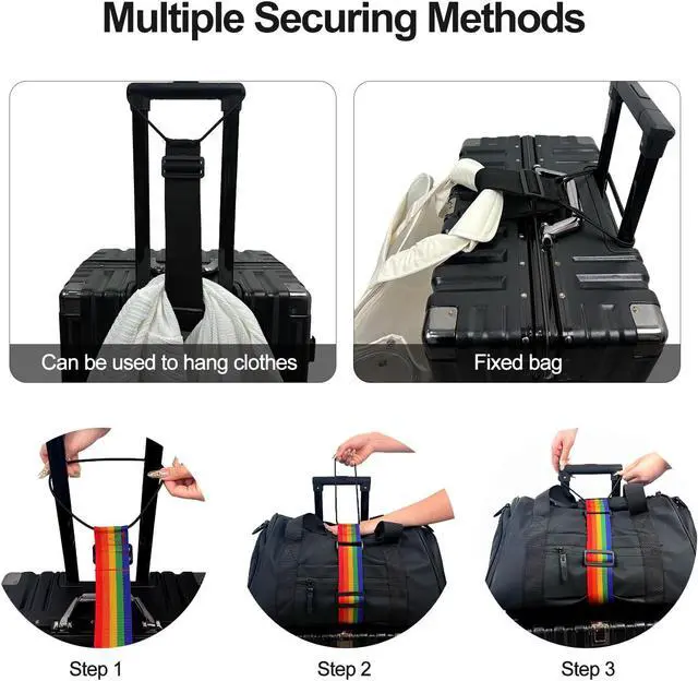 Alt view image 5 of 5 - 2 PCS Luggage Straps for Suitcase, Luggage Connector Straps,Multi-Functional Adjustable Durable Elastic Straps (Black)