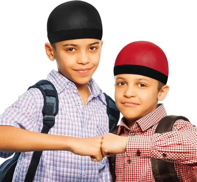 Alt view image 2 of 7 - Geyoga 4 Pcs Kids Satin Wave Caps Elastic