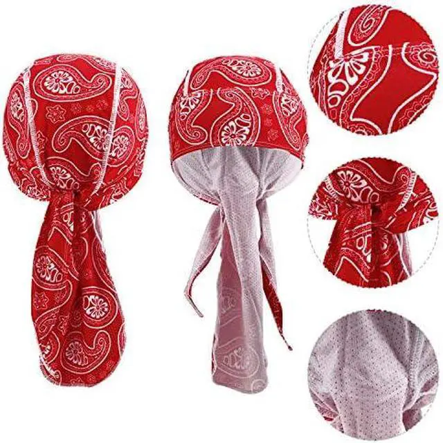 Alt view image 3 of 6 - Chuangdi Do Rag Cap Cooling Durags Head Wrap Sweat Wicking Beanie Cap Breathable Helmet Liner Pirate Hats for Men