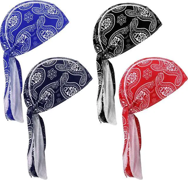 Main image of Chuangdi Do Rag Cap Cooling Durags Head Wrap Sweat Wicking Beanie Cap Breathable Helmet Liner Pirate Hats for Men