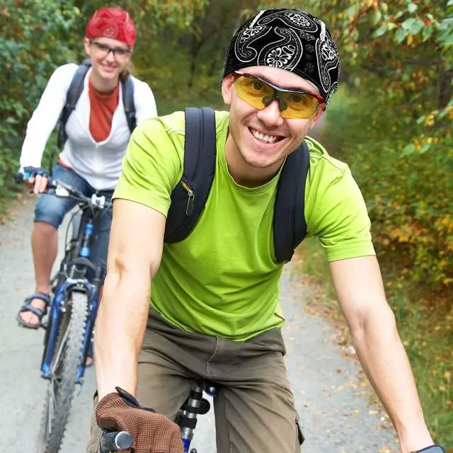 Alt view image 5 of 6 - Chuangdi Do Rag Cap Cooling Durags Head Wrap Sweat Wicking Beanie Cap Breathable Helmet Liner Pirate Hats for Men
