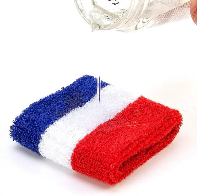Alt view image 5 of 7 - Striped Sweatbands Set, Sports Headband and Wristbands Sweatbands Colorful Cotton Striped Sweatband Set American Flag Style for Men and Women