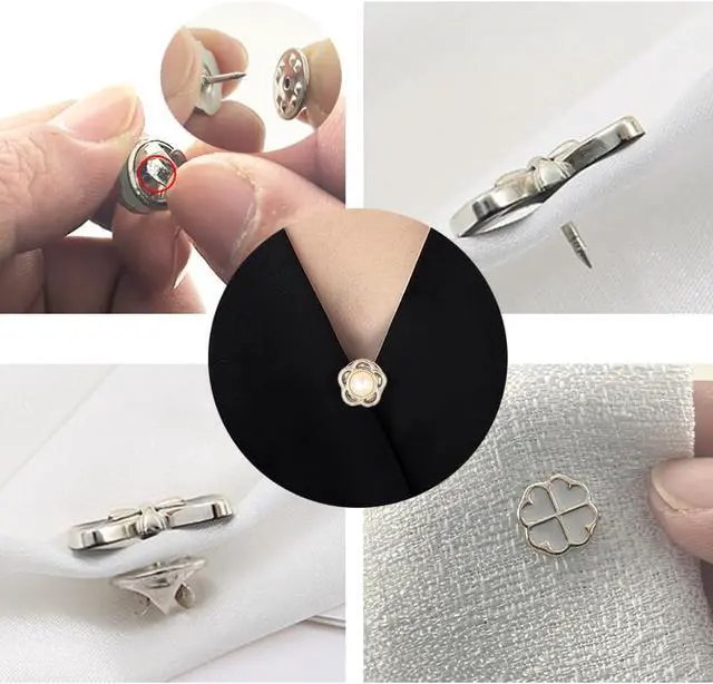 Alt view image 6 of 6 - 14 Pieces Brooch Safety Pins Pearl Brooch Button Pin Pant Waist Tightener Pins for Clothes Sweater Shawl Collar Dress Cardigan Shirt Jeans Accessories for Women Girls