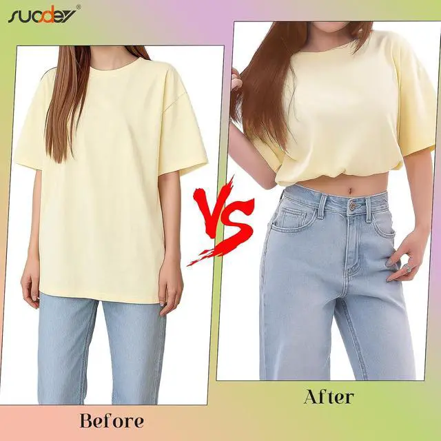 Alt view image 5 of 5 - SUOSDEY 2pcs Crop Top Tuck Band Women Adjustable Crop Top Band Elastic Stretch Waist Belt for Tucking Shirt Sweater