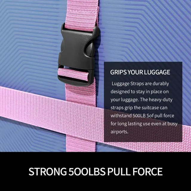 Alt view image 3 of 7 - Luggage Straps 2-80Pink