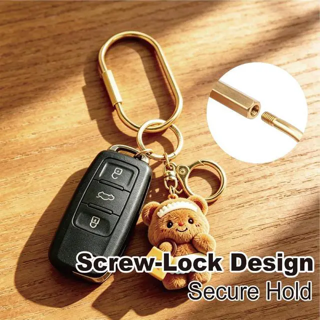 Alt view image 3 of 7 - 6 Pack Brass Key Rings Bulk, Gold Key Chain Organizer with Secure Screw Lock, Carabiner Keychain Clip for Keys, Purse Bag Charms for Handbags, Key Holder for Men Women - Heavy Duty Key Rings Set