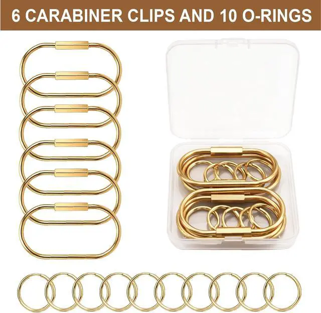 Alt view image 6 of 7 - 6 Pack Brass Key Rings Bulk, Gold Key Chain Organizer with Secure Screw Lock, Carabiner Keychain Clip for Keys, Purse Bag Charms for Handbags, Key Holder for Men Women - Heavy Duty Key Rings Set