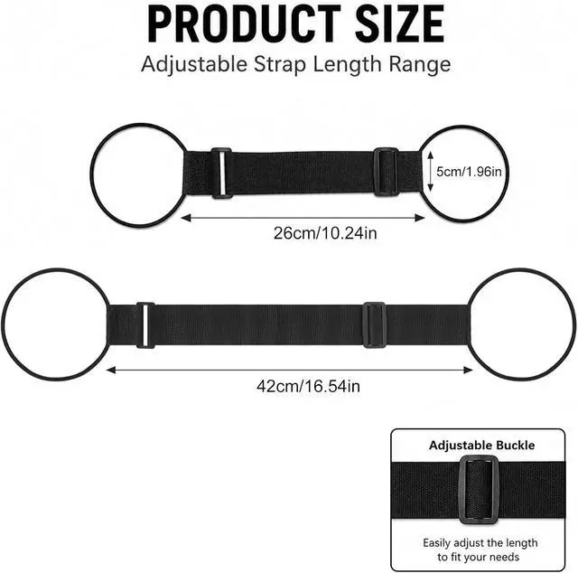 Alt view image 6 of 6 - 2 Pcs Luggage Straps for Suitcases, Multi Use Strong Adjustable Luggage Connector Straps, New Flexible and Adjustable Elastic Fastening Belt for Luggage Straps, Backpacks & Accessories (2 Pcs-Black)