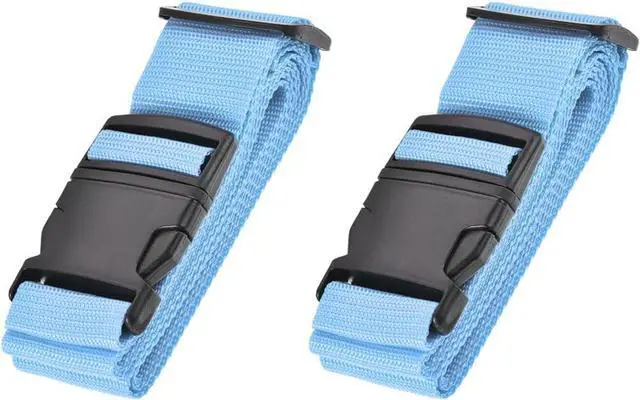 Main image of uxcell Luggage Straps Suitcase Belts 2x78 2Mx5cm Sky Blue 2Pcs | Adjustable PP Travel Bag Packing Accessories with Buckle Label