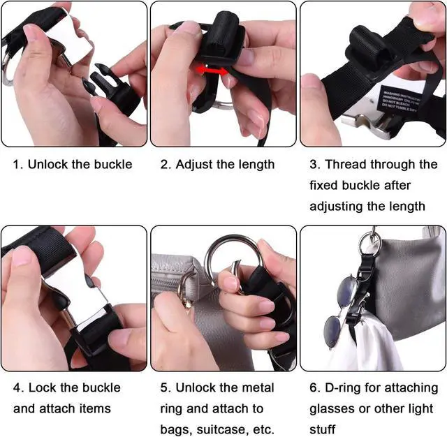 Alt view image 6 of 7 - Wisdompro Jacket Gripper Strap for Travel, Nylon Add a Bag Luggage Straps | Baggage Suitcase Belts Travel Accessories with Hook and D-Ring - Make Your Hands Free, Easy to Carry Your Extra Bags
