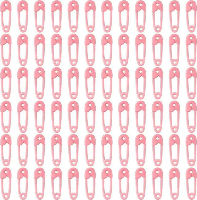Main image of 72 Pcs Pink Baby Safety Pins, Girl Baby Shower Decorations | Non-opening plastic pin accents for girl baby shower games, party favors, table scatter and diaper cake decor