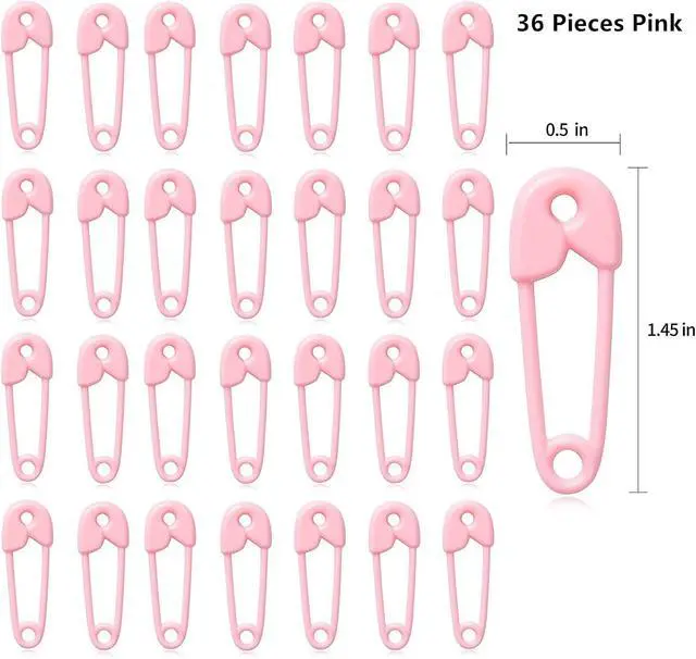 Alt view image 4 of 6 - 72 Pcs Pink Baby Safety Pins, Girl Baby Shower Decorations | Non-opening plastic pin accents for girl baby shower games, party favors, table scatter and diaper cake decor