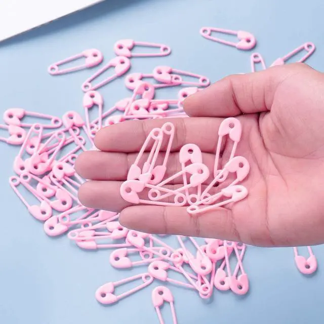 Alt view image 6 of 6 - 72 Pcs Pink Baby Safety Pins, Girl Baby Shower Decorations | Non-opening plastic pin accents for girl baby shower games, party favors, table scatter and diaper cake decor
