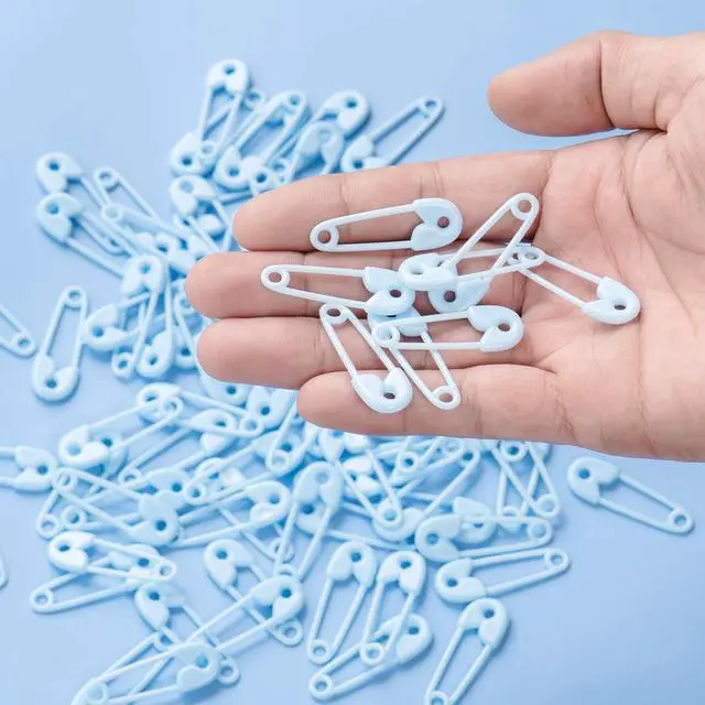 Alt view image 5 of 6 - 72 Pcs Pink Baby Safety Pins, Girl Baby Shower Decorations | Non-opening plastic pin accents for girl baby shower games, party favors, table scatter and diaper cake decor
