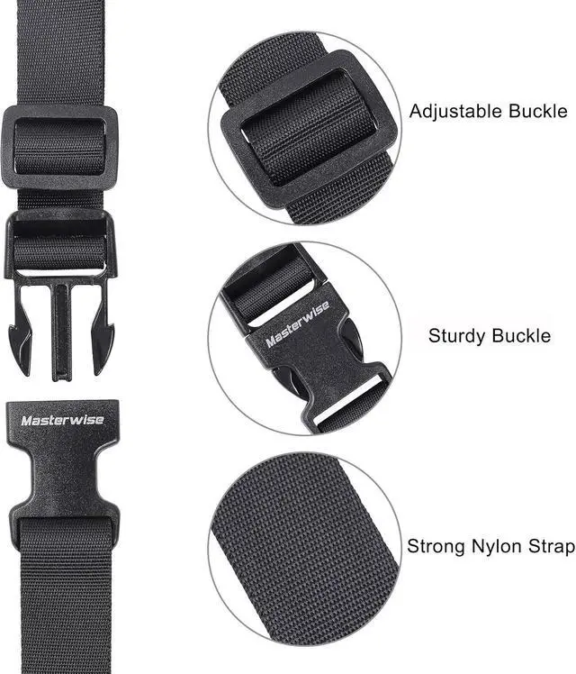 Alt view image 2 of 5 - Buckle Straps, Adjustable Nylon Straps, Black 4 Pack (7'x1) | Packing Strap Nylon Travel Belt Nylon Backpack Accessory with Buckle Clips for Suitcases, Packing, Travel, Hiking