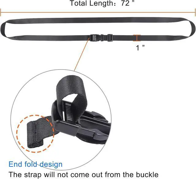 Alt view image 3 of 5 - Buckle Straps, Adjustable Nylon Straps, Black 4 Pack (7'x1) | Packing Strap Nylon Travel Belt Nylon Backpack Accessory with Buckle Clips for Suitcases, Packing, Travel, Hiking