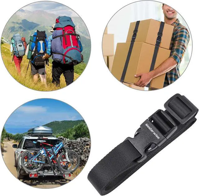 Alt view image 5 of 5 - Buckle Straps, Adjustable Nylon Straps, Black 4 Pack (7'x1) | Packing Strap Nylon Travel Belt Nylon Backpack Accessory with Buckle Clips for Suitcases, Packing, Travel, Hiking