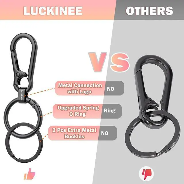Alt view image 3 of 6 - LUCKINEE Metal Keychains Key Ring Key Chain Carabiner for Men and Women | 2Pack Keychains with 2Pcs Hooks, 2Pcs Keychains and 2Pcs Spring O Rings, Great for Linking on Purse or Belt Loops