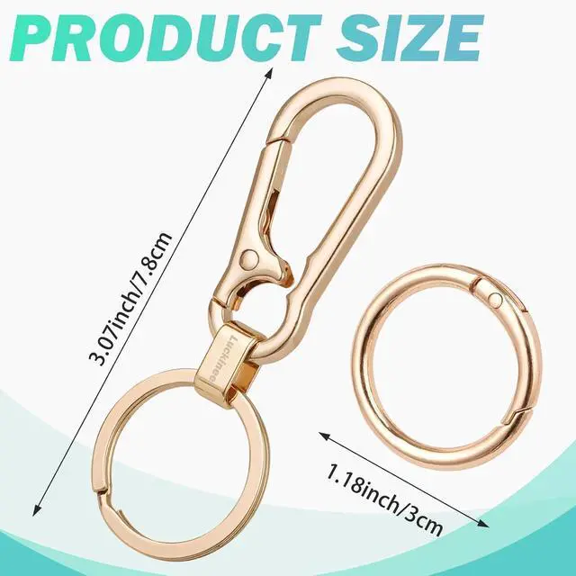 Alt view image 5 of 6 - LUCKINEE Metal Keychains Key Ring Key Chain Carabiner for Men and Women | 2Pack Keychains with 2Pcs Hooks, 2Pcs Keychains and 2Pcs Spring O Rings, Great for Linking on Purse or Belt Loops