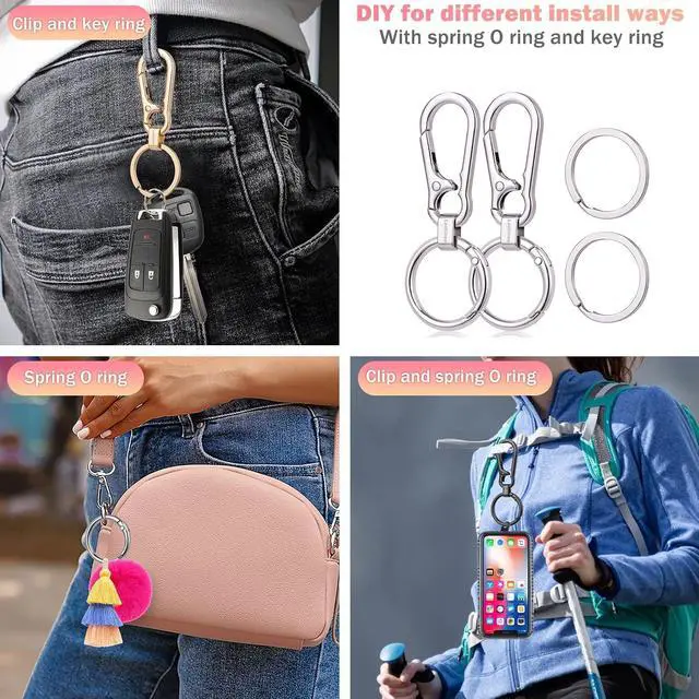 Alt view image 4 of 6 - LUCKINEE Metal Keychains Key Ring Key Chain Carabiner for Men and Women | 2Pack Keychains with 2Pcs Hooks, 2Pcs Keychains and 2Pcs Spring O Rings, Great for Linking on Purse or Belt Loops