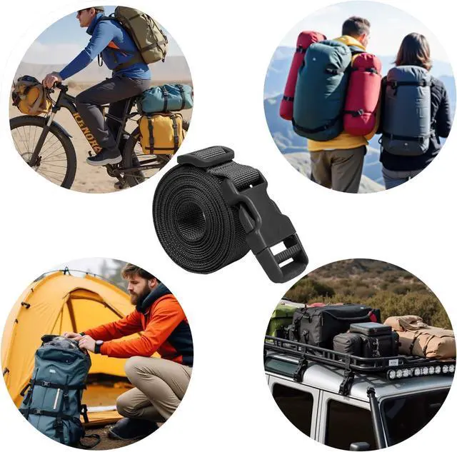 Alt view image 3 of 7 - XTACER Backpack Accessory Strap Luggage Straps (Black - Release Buckle Straps (4-Pack))