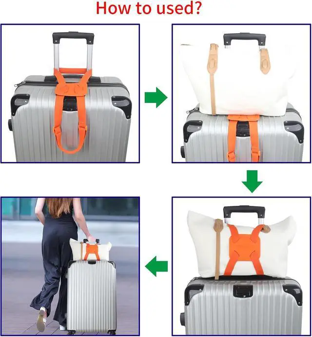 Alt view image 3 of 6 - Luggage Straps Bag Bungees add a Bag, Luggage Bungee for suitcases Elastic Strap Belt- 2 Pack (Orange-2)