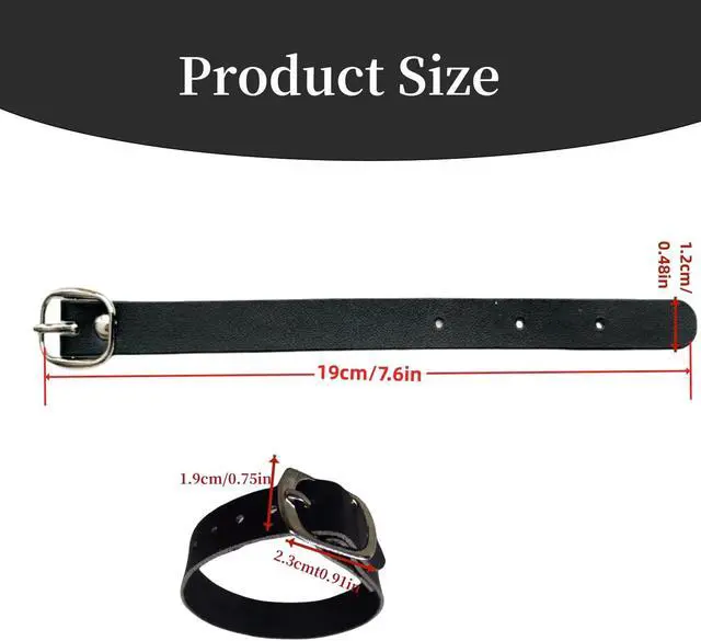 Alt view image 2 of 6 - 12 Pack Luggage Tag Strap Black Leather Luggage Labels Strap 8"x 0.5" Luggage Replacement Loop Straps with Buckle for ID Name Card Pass Holder Storage Hanging Travel Accessories