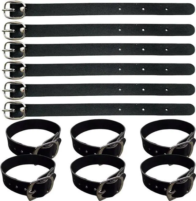 Main image of 12 Pack Luggage Tag Strap Black Leather Luggage Labels Strap 8"x 0.5" Luggage Replacement Loop Straps with Buckle for ID Name Card Pass Holder Storage Hanging Travel Accessories