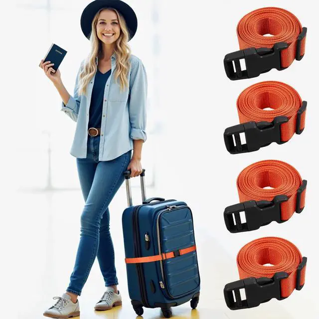Alt view image 2 of 7 - XTACER 1 Inch Molle Backpack Accessory Strap Luggage Straps Cover Strap Sleeping Bag Strap with Buckle (Orange, 60)